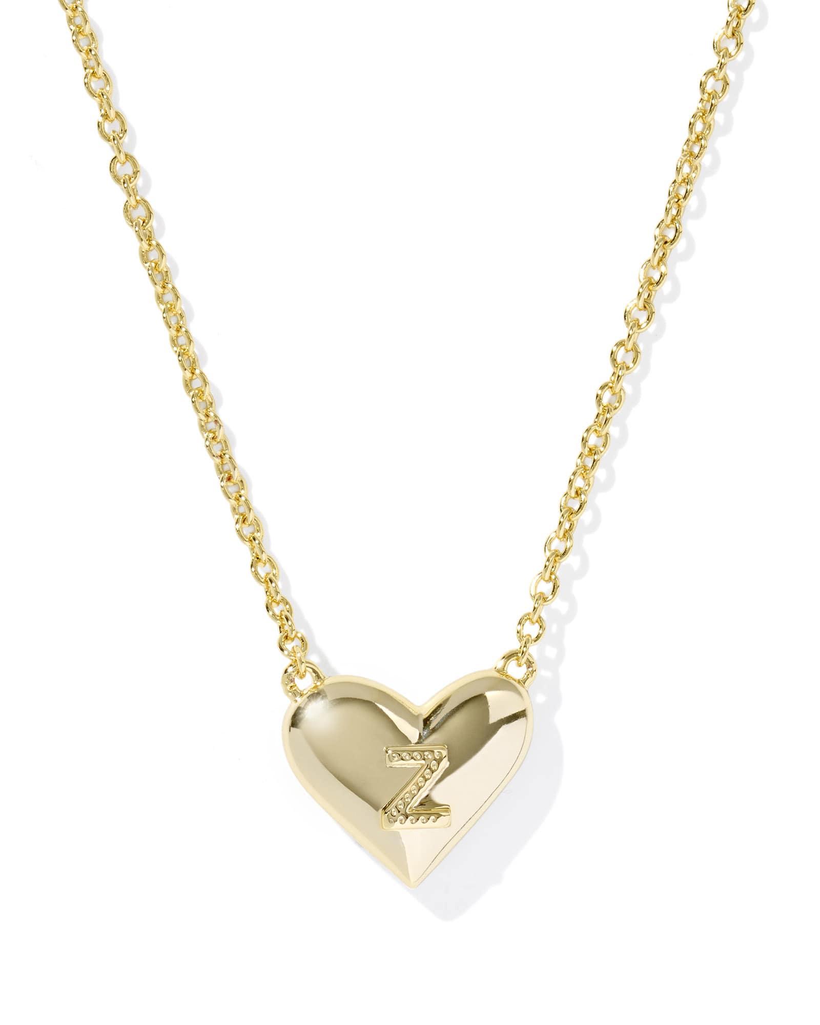 Ari Heart Letter E Gold Short Pendant Necklace Product Image