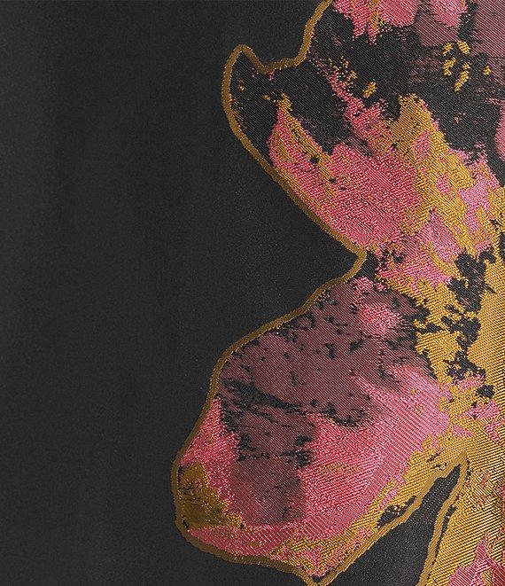 Caroline Rose Plus Pink Petal Print Devore Spread Collar Bracelet Sleeve Open-Front Statement Jacket Product Image