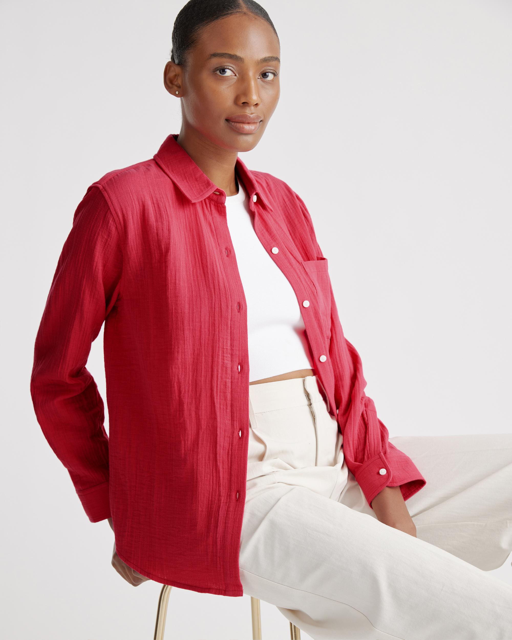 Quince | Women's Gauze Long Sleeve Shirt Organic Cotton Product Image