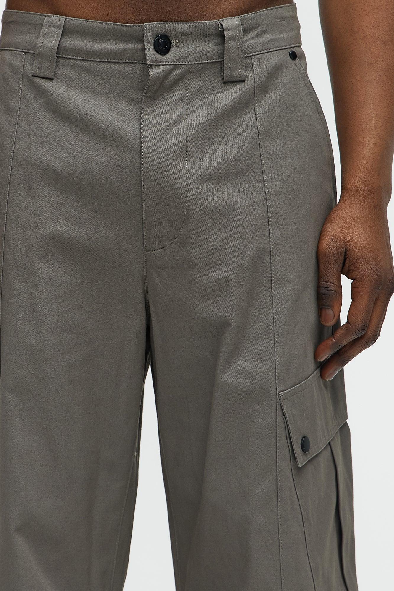 Carl Paneled Baggy Cargo Pants - Grey Product Image