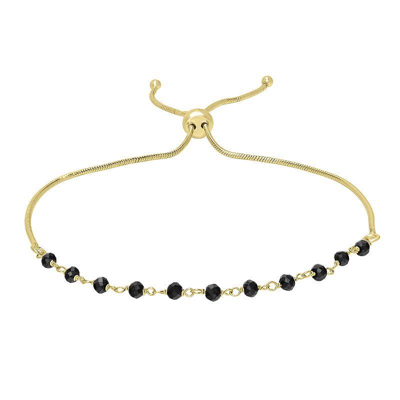 Gemistry 14k Gold over Sterling Silver Gemstone Beaded Adjustable Bracelet, Women's, Size: 11, Purple Product Image