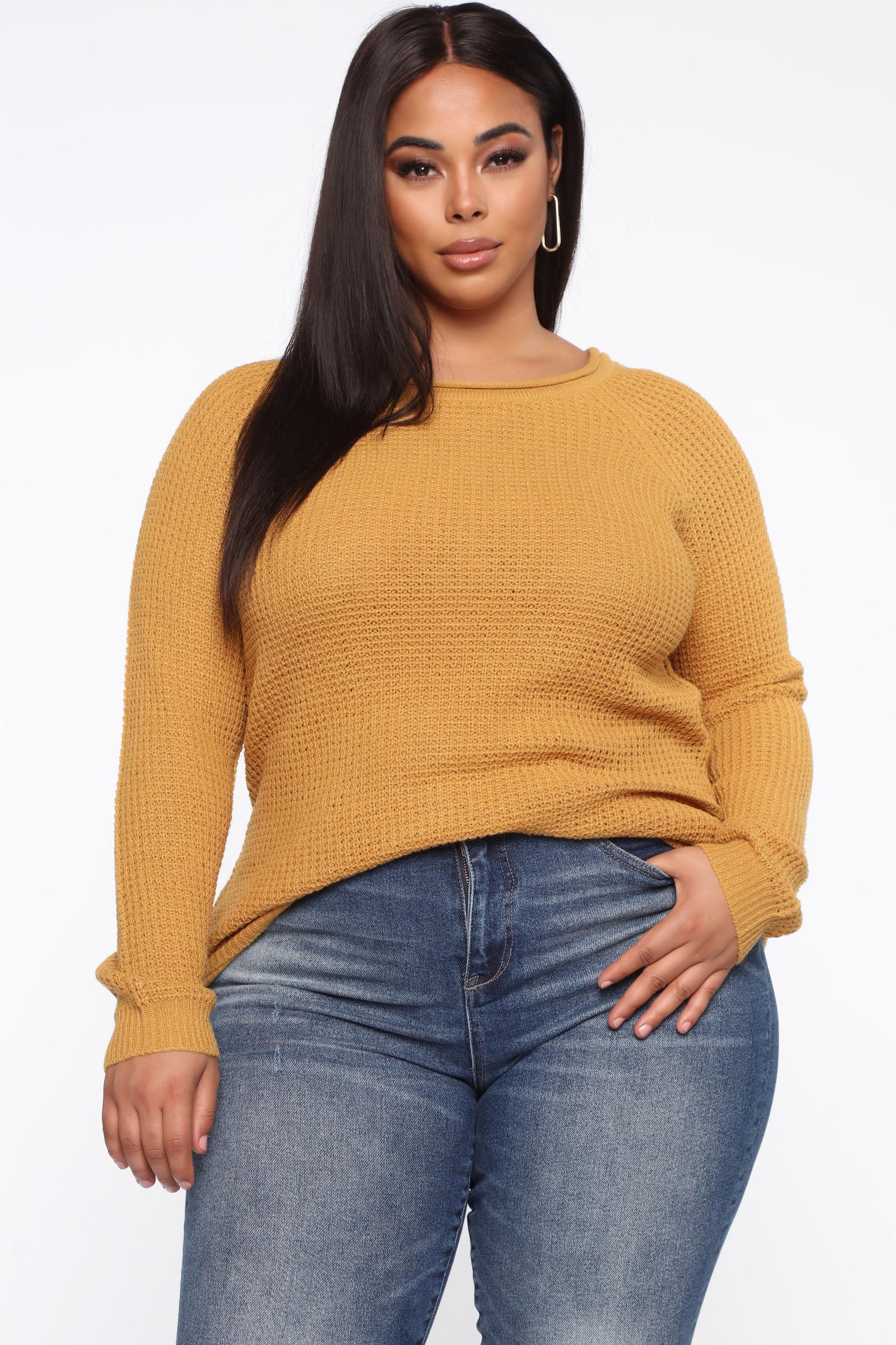 Ariana Waffle Sweater - Mustard Product Image