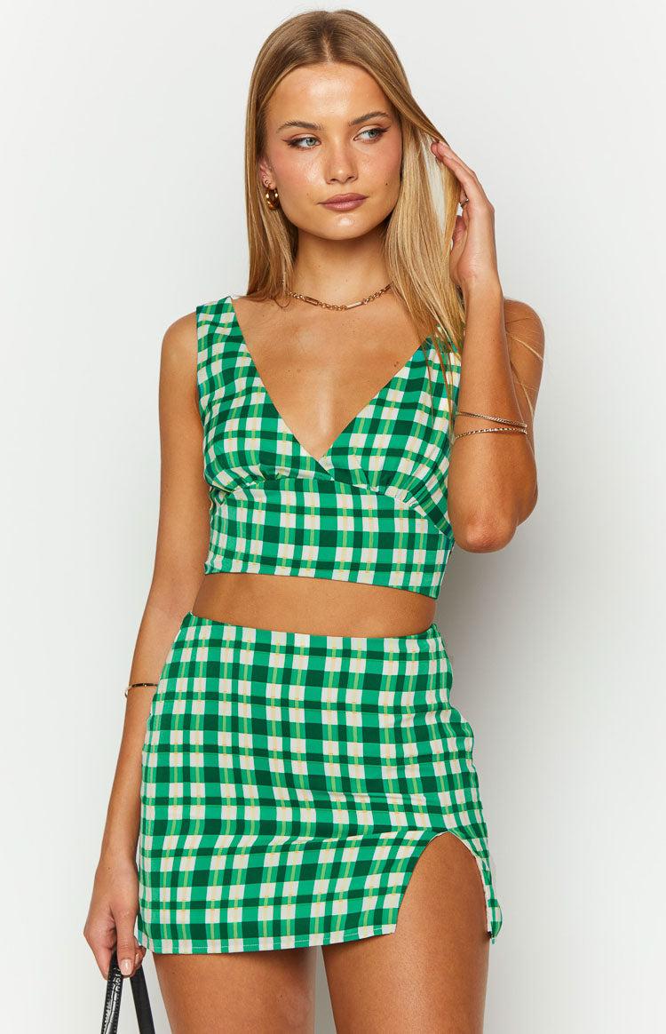 Miranda Green Check Mini Skirt Product Image