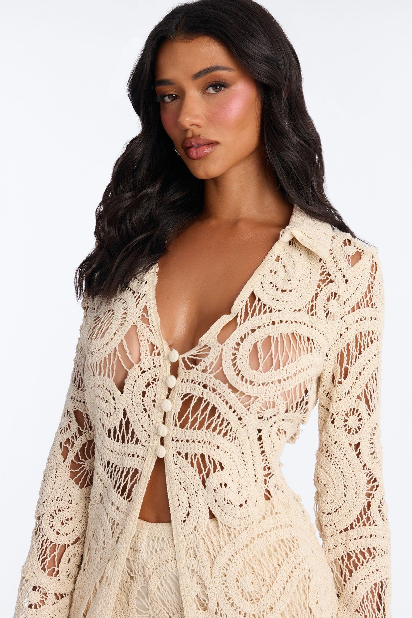 Carly Crochet Short Set - Nude Female Product Image