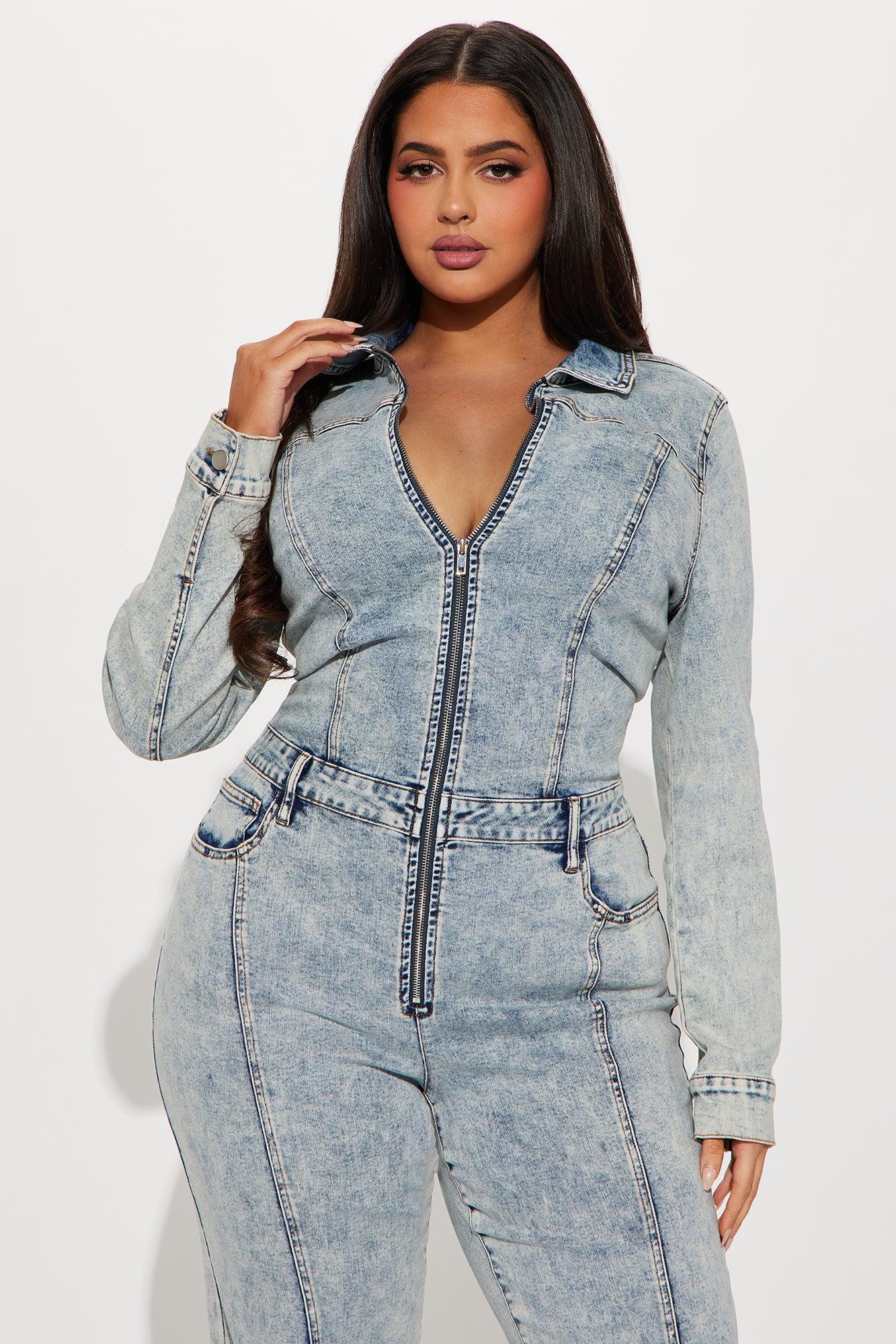 Concrete Jungle Denim Jumpsuit - Light Wash Product Image