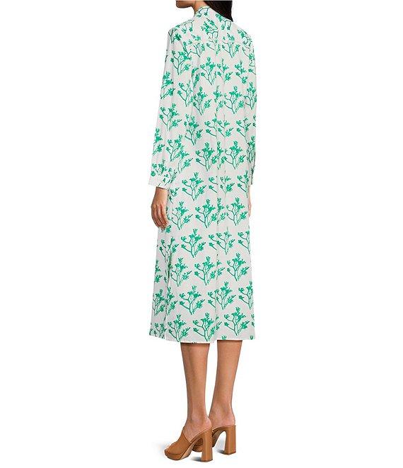 Ro's Garden Newport Floral Print Split V-Neck 3/4 Sleeve Kurta Midi Dress Product Image
