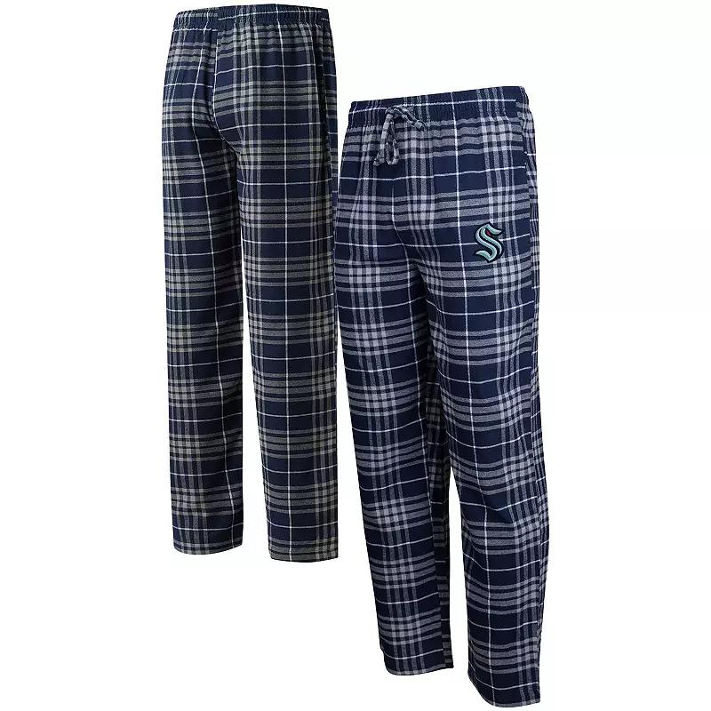 Men's Concepts Sport Deep Sea Blue/Gray Seattle Kraken Concord Flannel Sleep Pants, Size: Medium, Krk Blue Product Image