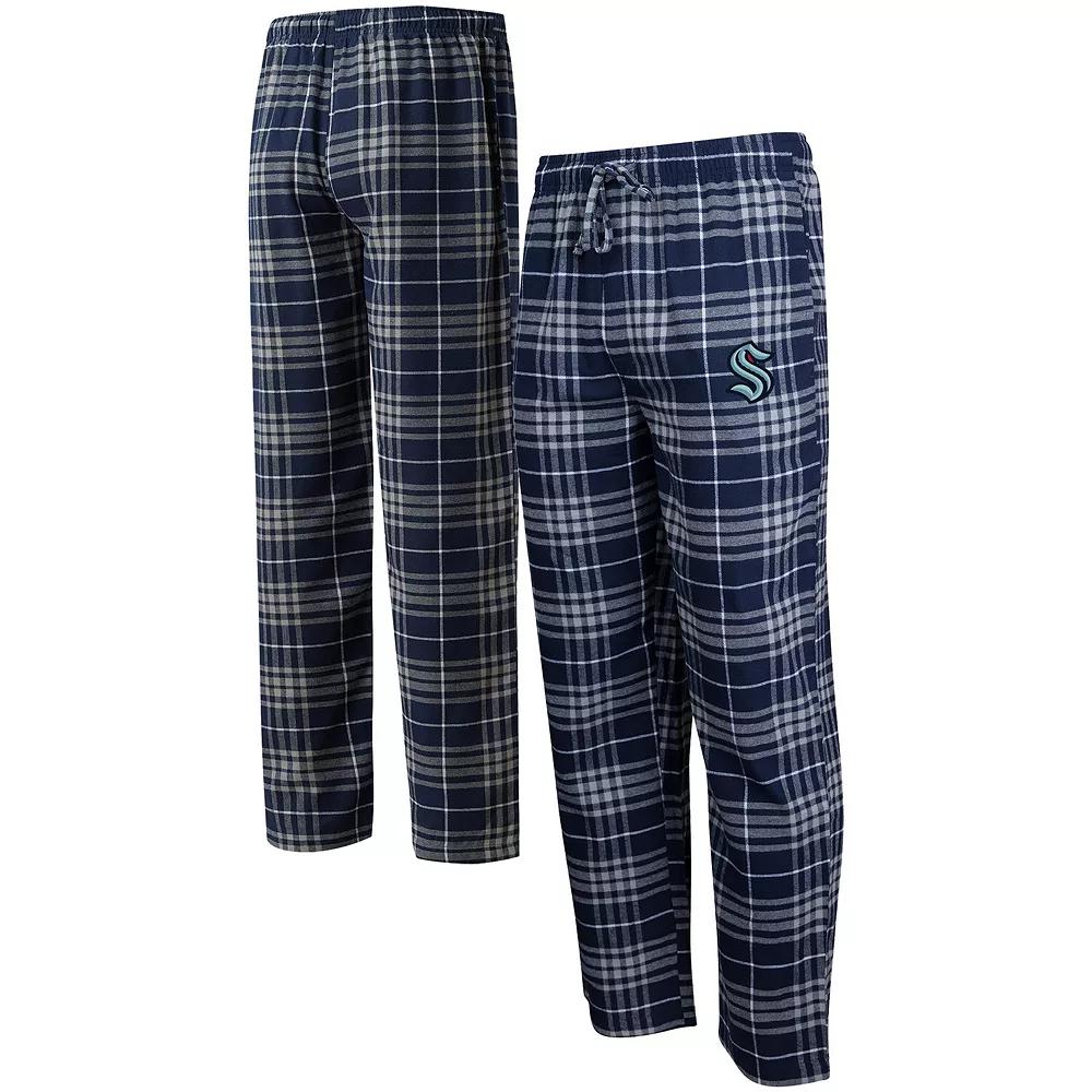 Men's Concepts Sport Deep Sea Blue/Gray Seattle Kraken Concord Flannel Sleep Pants, Size: Medium, Krk Blue Product Image