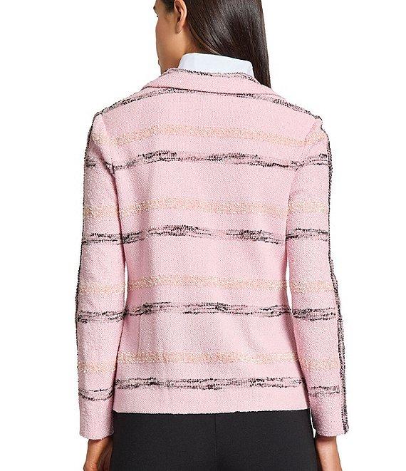 MISOOK Textured Knit Plaid Notch Lapel Long Sleeve Jacket Product Image