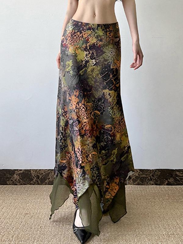 Mori Botanical Floral Print Maxi Skirt Product Image
