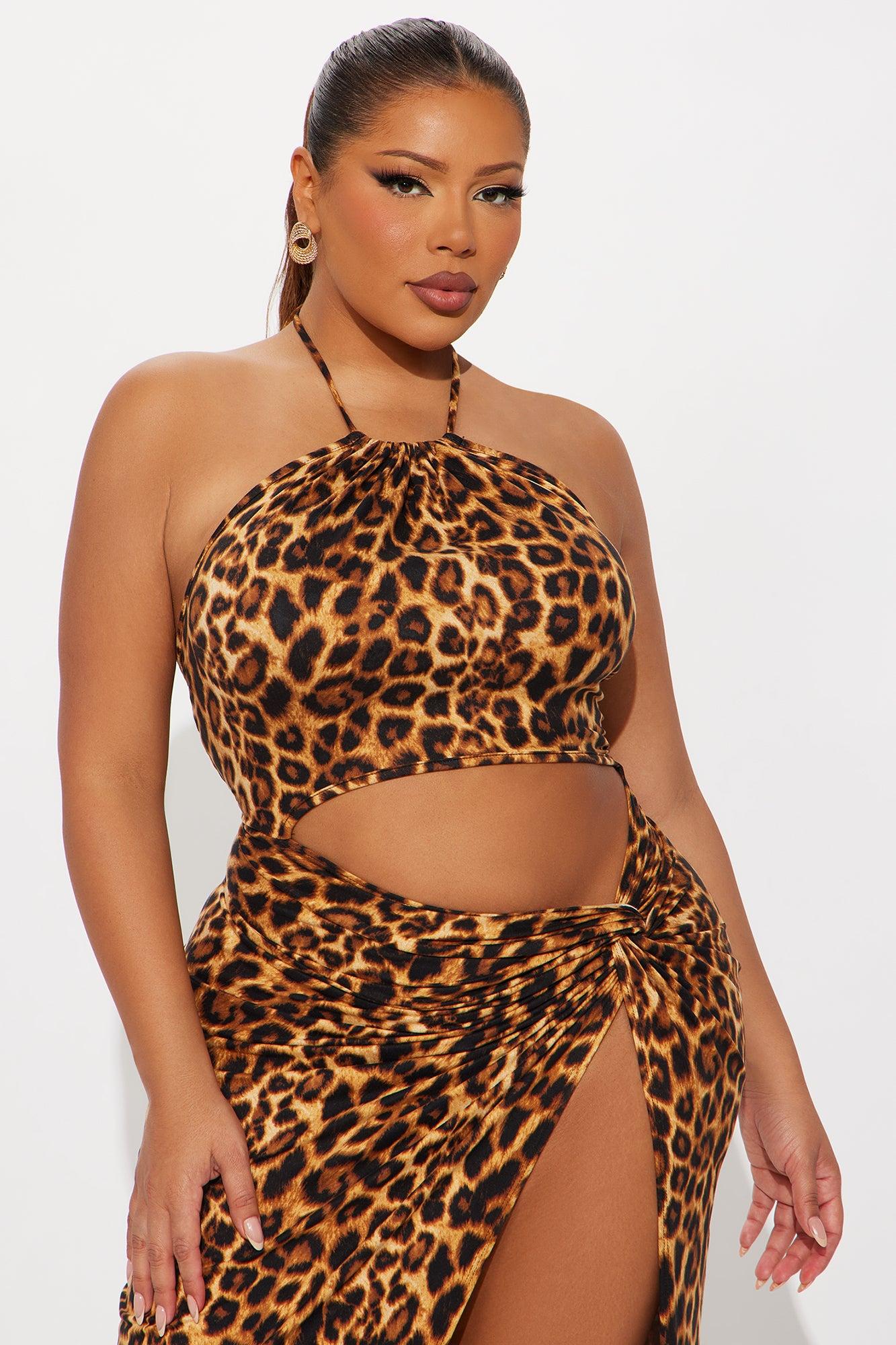 Aleah Cut Out Halter Maxi Dress - Leopard Female Product Image