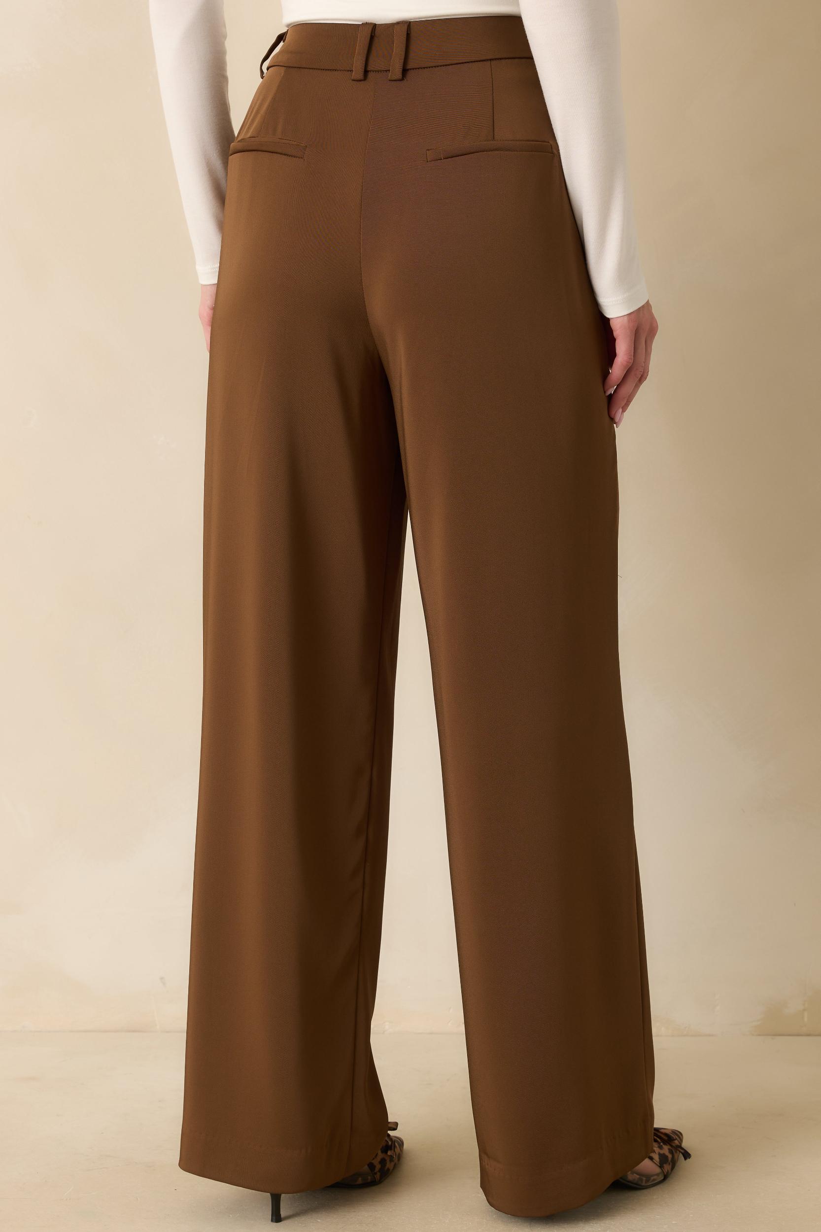 Mark My Words Brown High Waisted Wide Leg Trousers L / Brown Product Image