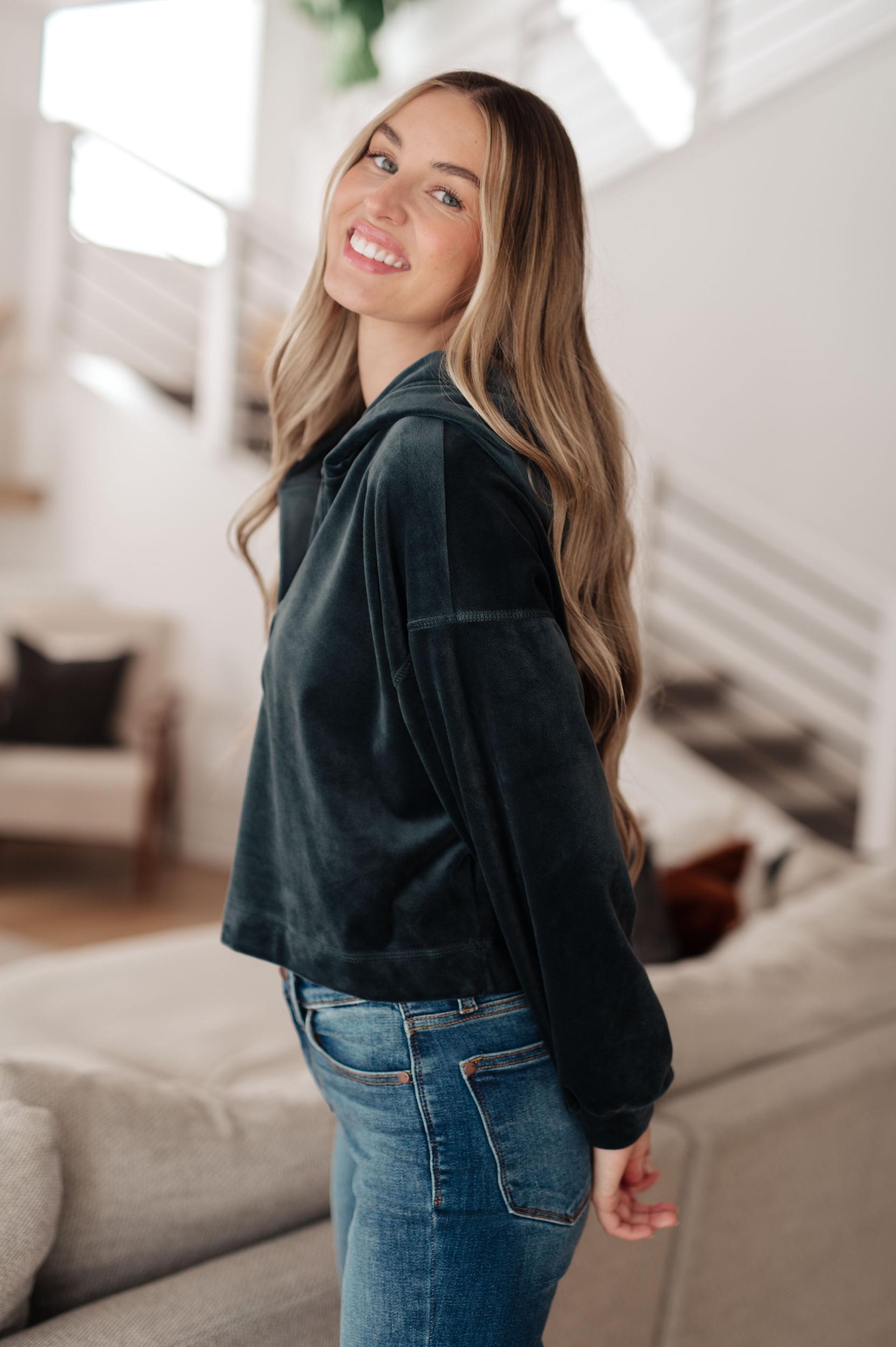 Velvet Icon Hoodie In Grey Blue (Online Exclusive) Product Image