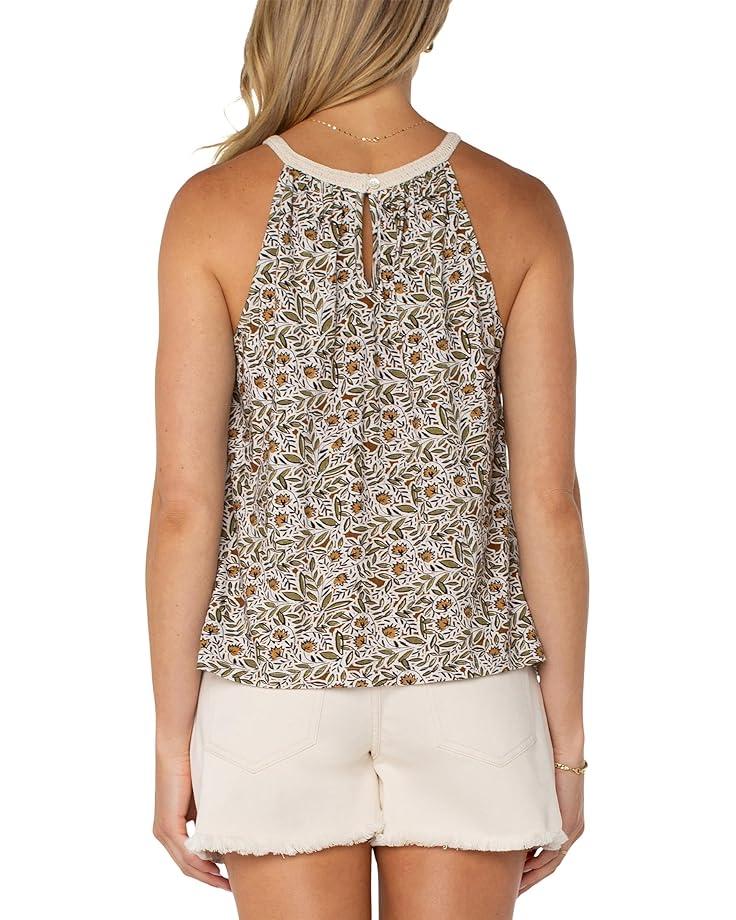 Women's Liverpool Los Angeles Sleeveless Woven Halter with Crochet Top Product Image