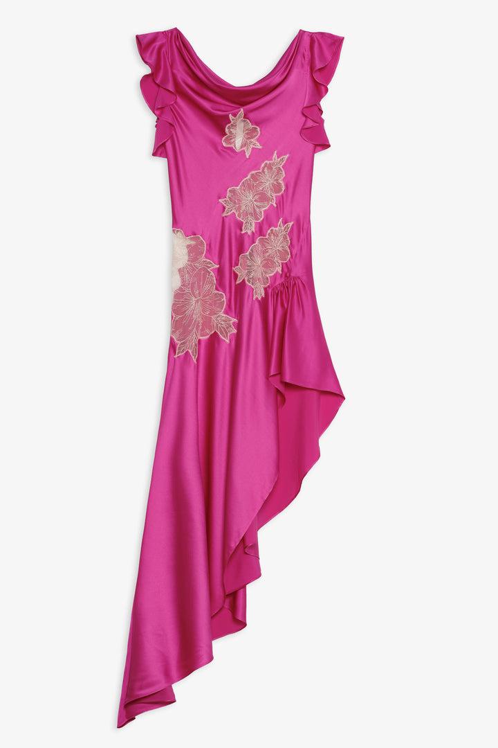 Lani Asymmetrical Dress — Fuchsia Product Image