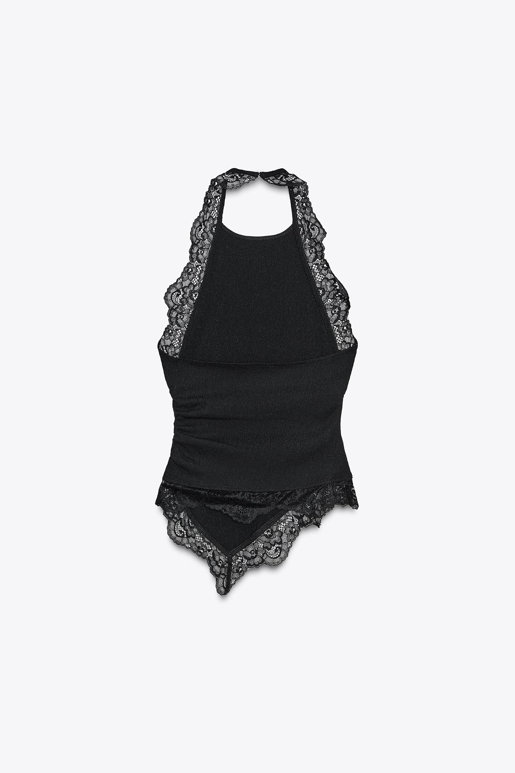TEXTURED LACE HALTER TOP Product Image
