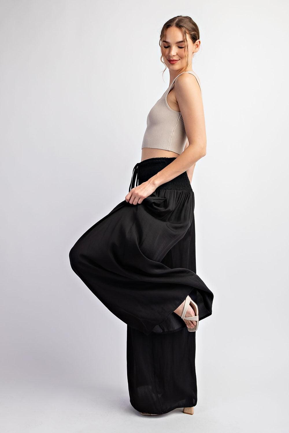 Smocked Waist Wide Leg Pants Product Image