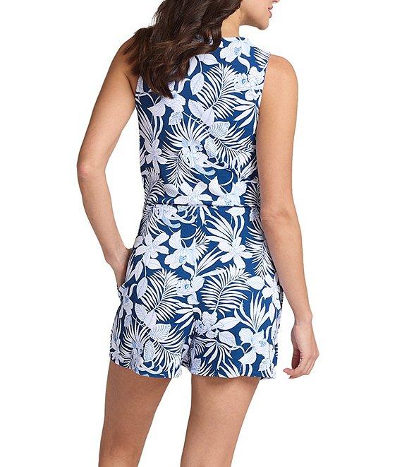 Tommy Bahama Island Cays Blooms Floral Print V-Neck Sleeveless Wrap Swim Romper Product Image