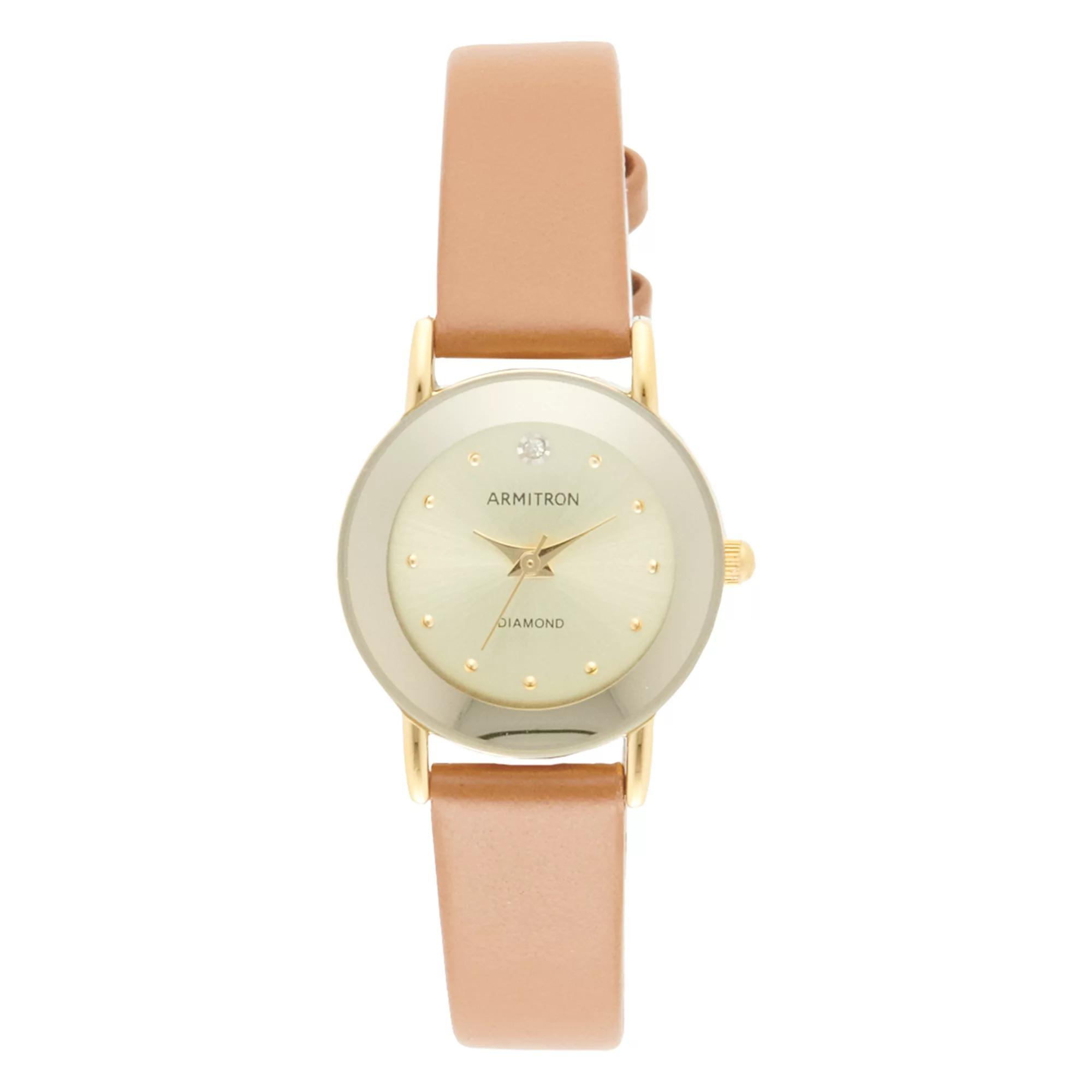 Armitron Women's Diamond Accent Sunray Dial Leather Strap Watch - 75-2447CHGPHY,  Product Image