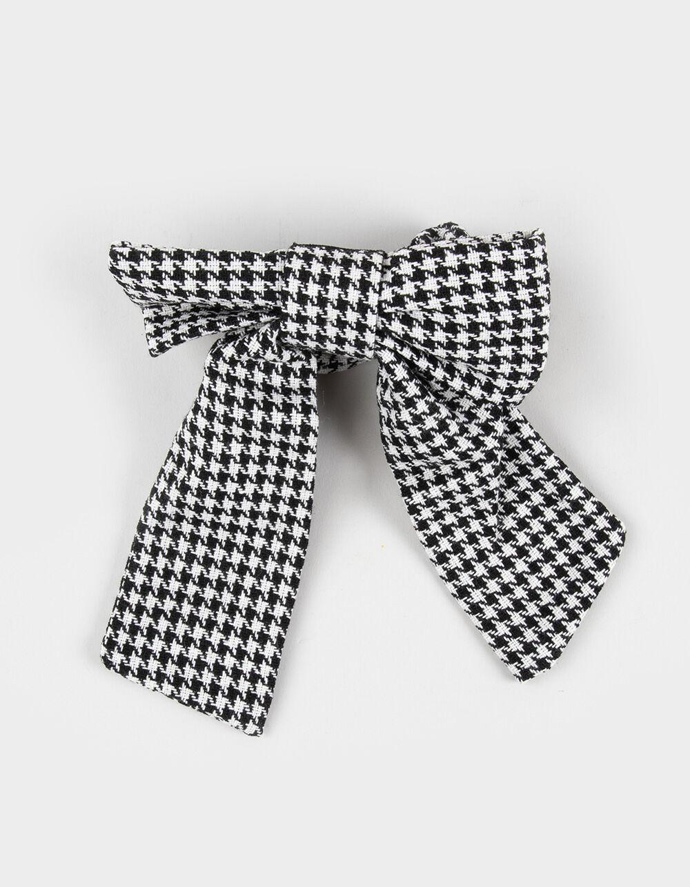 FULL TILT Houndstooth Scrunchie Bow Womens Beanie - BLACK Product Image