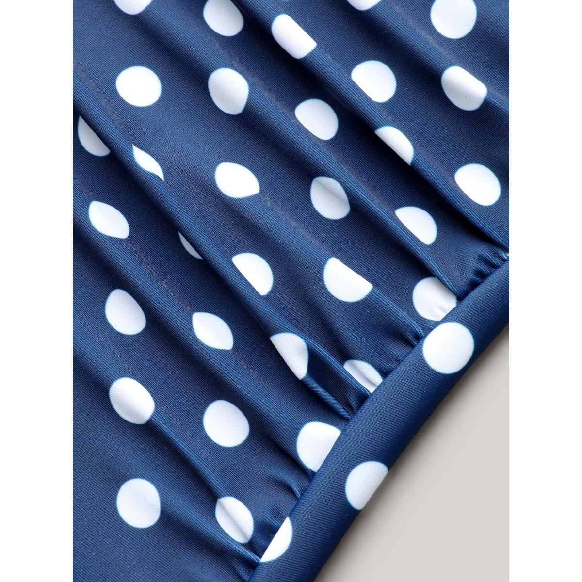 Plus Size Polka Dots Twist Front Ruched One-Piece Swimsuit Women's Swimwear Indigo Beach Twist Curve Bathing Suits High stretch One Pieces BloomChic 26/4X Product Image