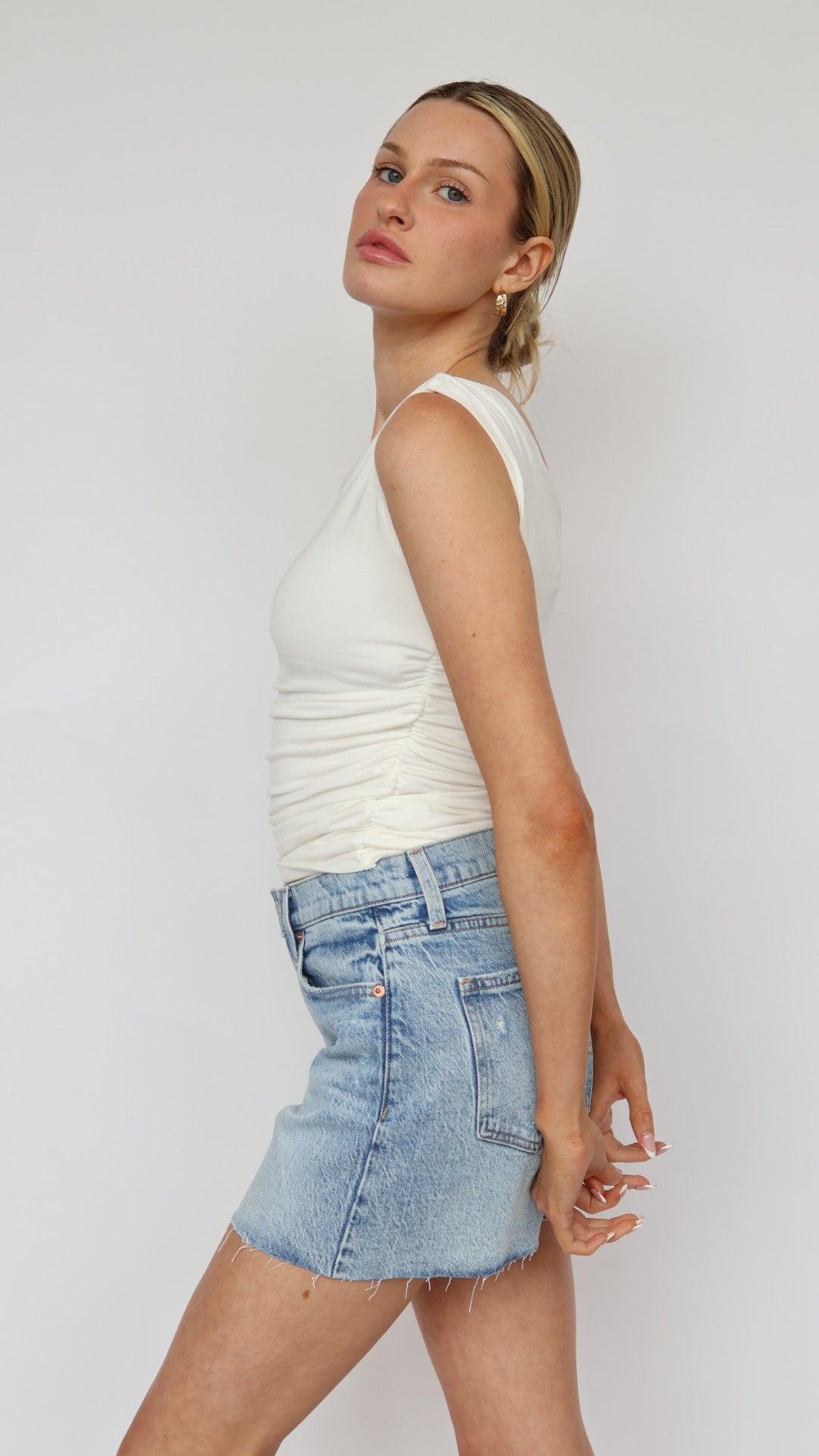 Sculpted Shirred Boat Neck Top Product Image