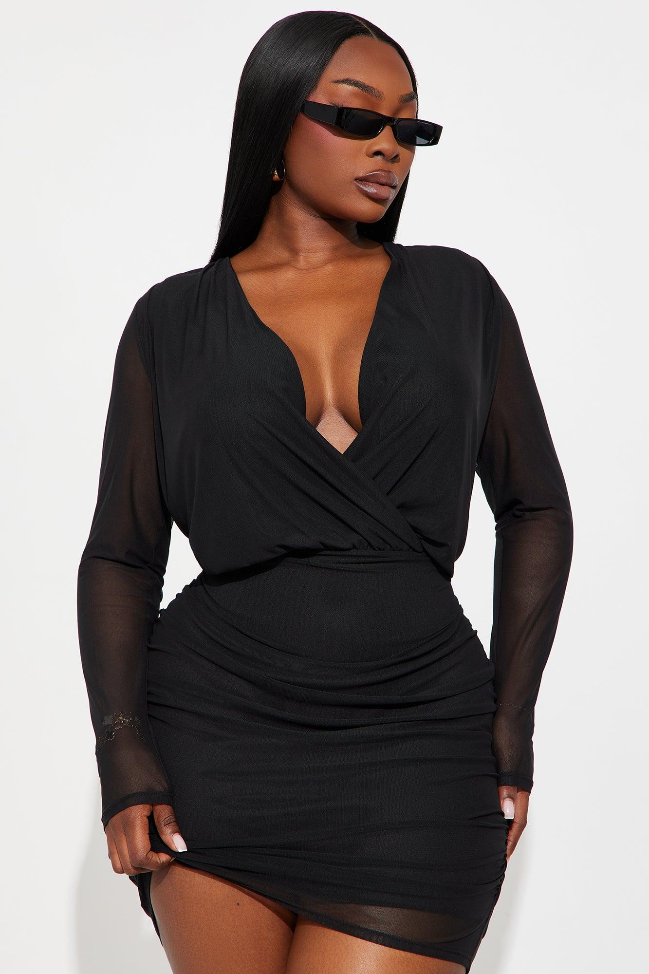Romy Ruched Mesh Mini Dress - Black Female Product Image