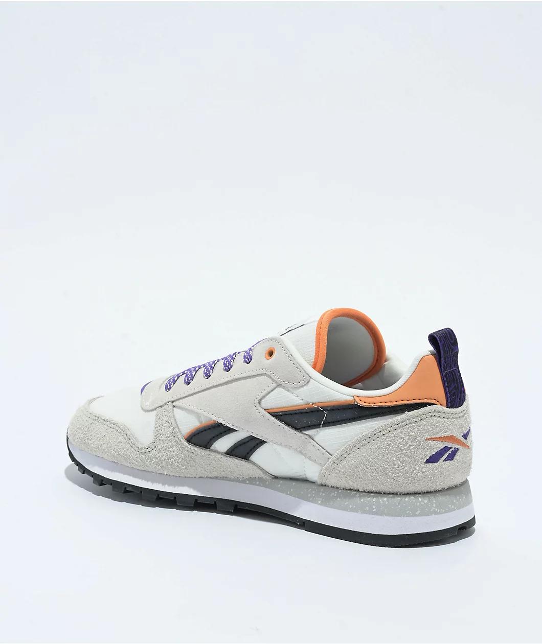 Reebok Classic Leather Chalk, Alabaster, & Dynamic Purple Shoes Product Image