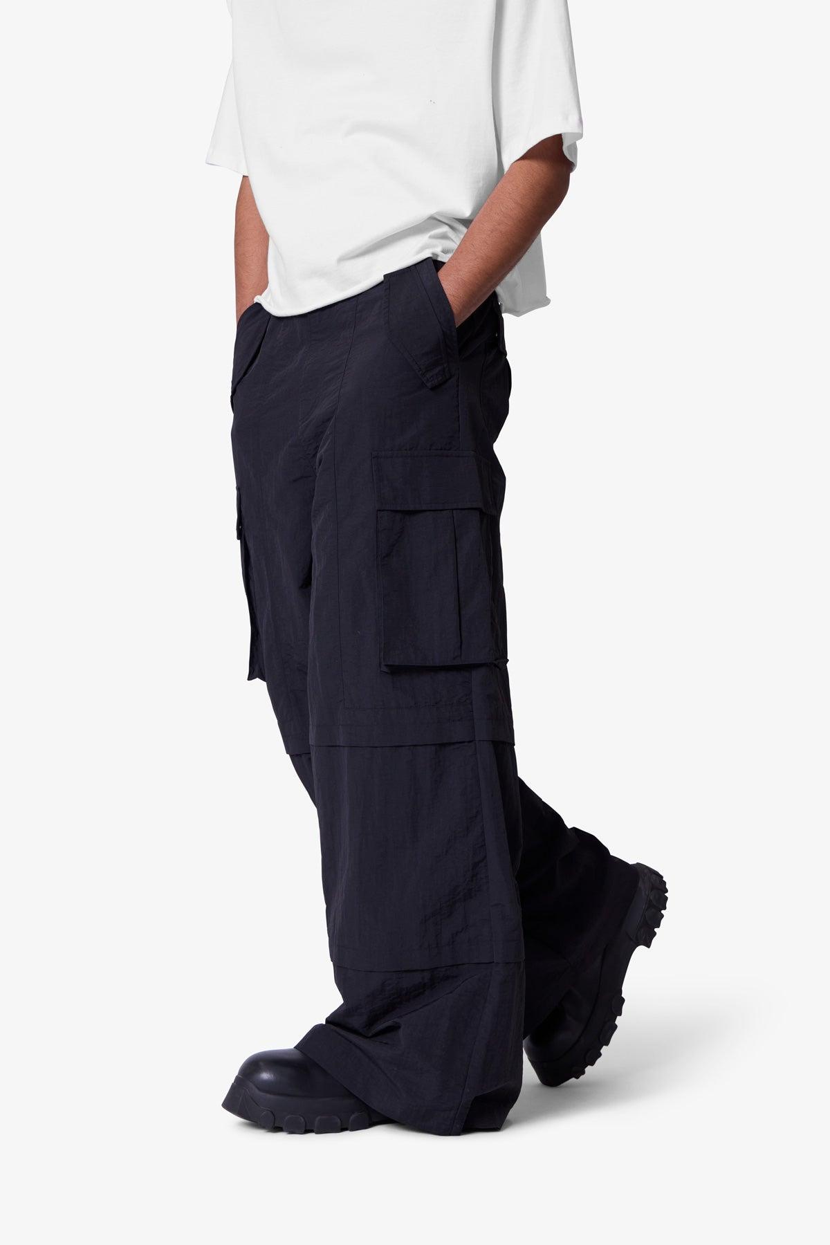 Nylon Rave Cargo Pants - Black Product Image