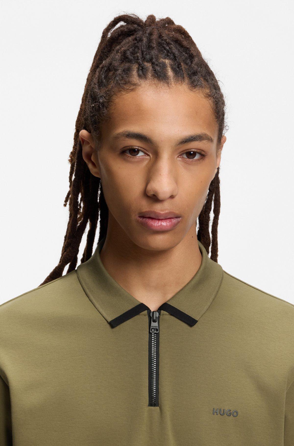 Contrast-logo polo shirt in cotton piqué Product Image