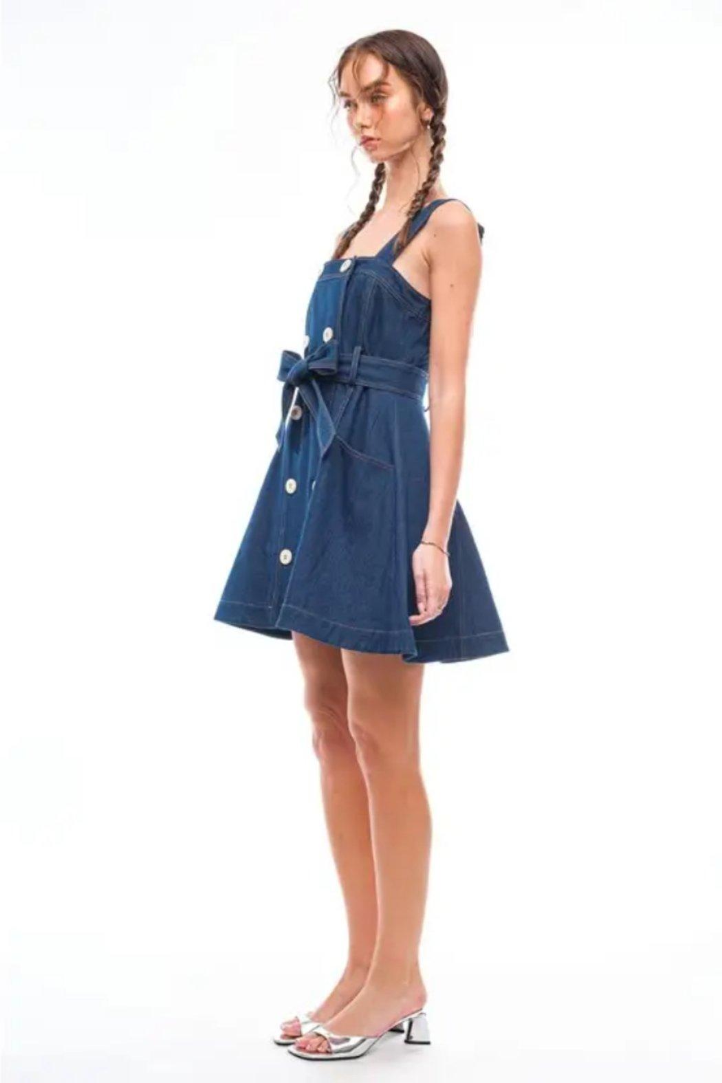 Double Breasted Button Tie Dress Product Image