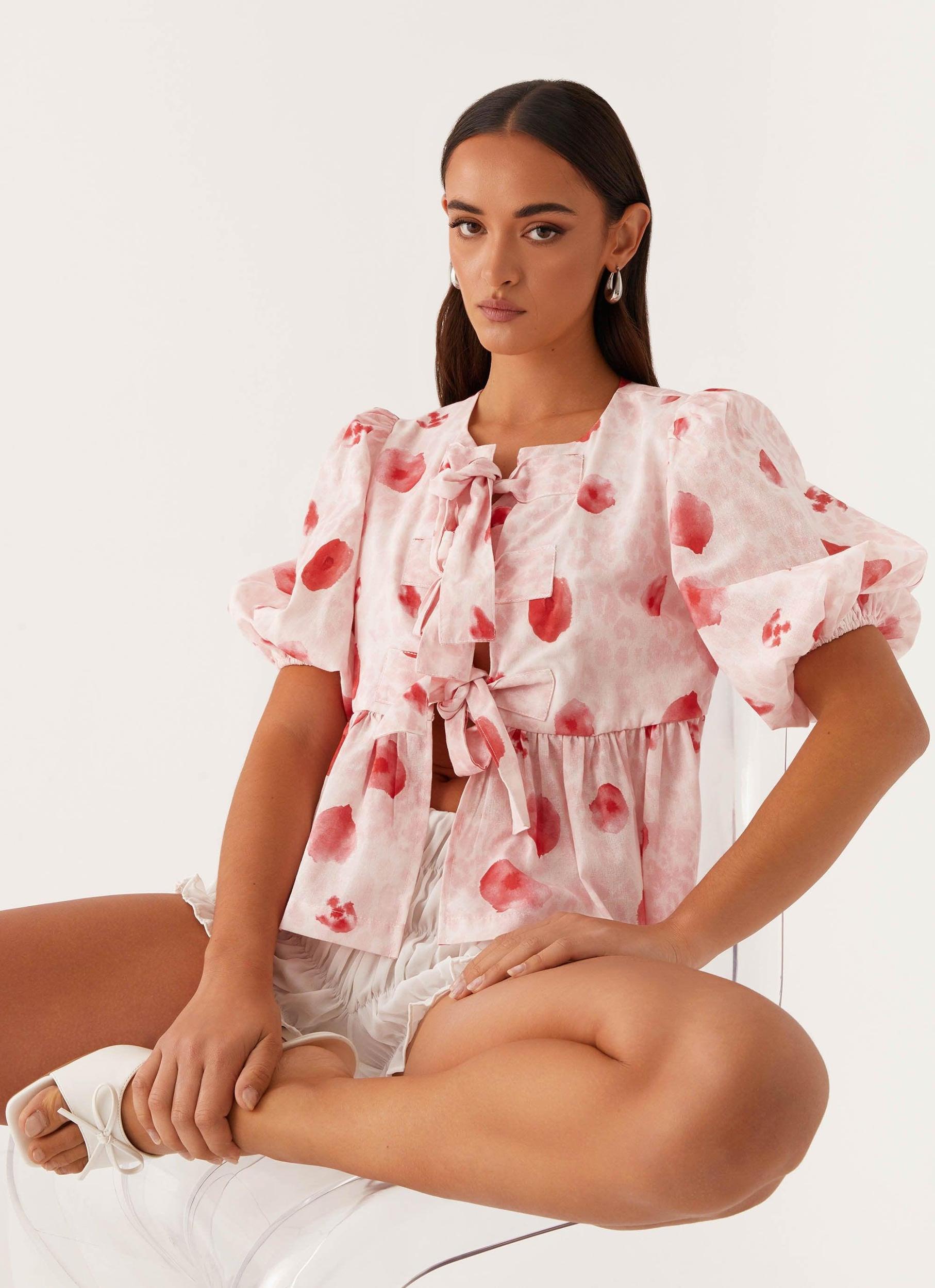 Western Wind Tie Top - Rose Leopard Product Image