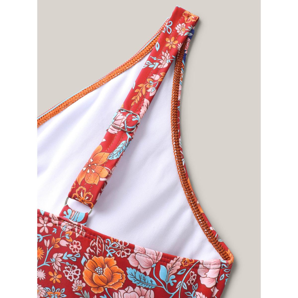 Plus Size Floral Print Ruched One-Piece Swimsuit Women's Swimwear Scarlet Resort Gathered Curve Bathing Suits High stretch One Pieces BloomChic 22-24/3X Product Image