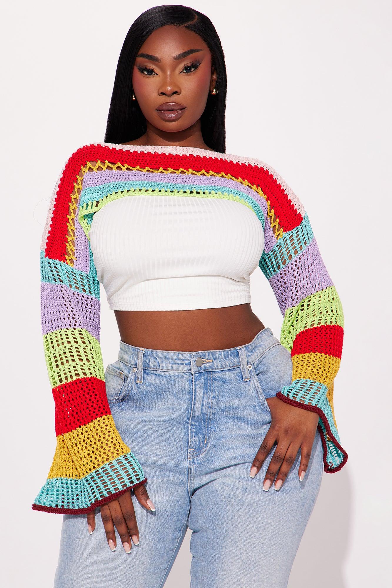 Taste The Rainbow Crochet Bolero - Multi Color Product Image