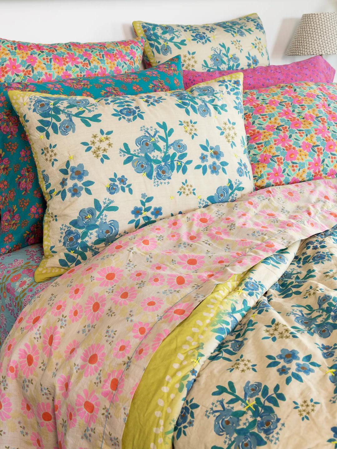 Bungalow Reversible Cotton Quilt - Boho Blooms Patchwork Product Image