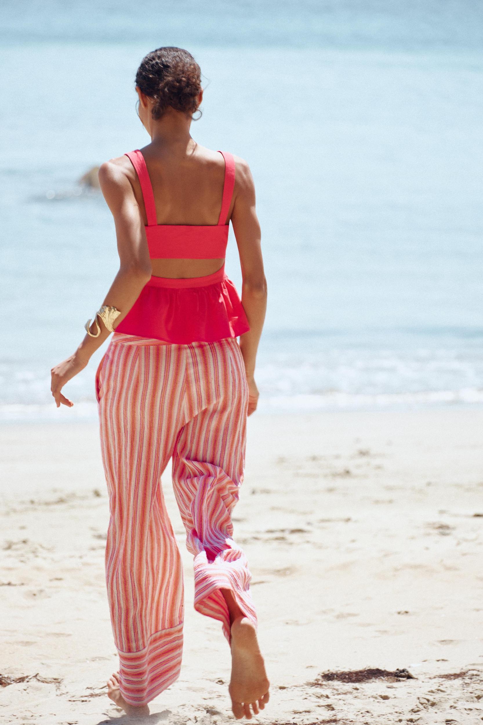 STRIPED WIDE RUSTIC PANTS Product Image