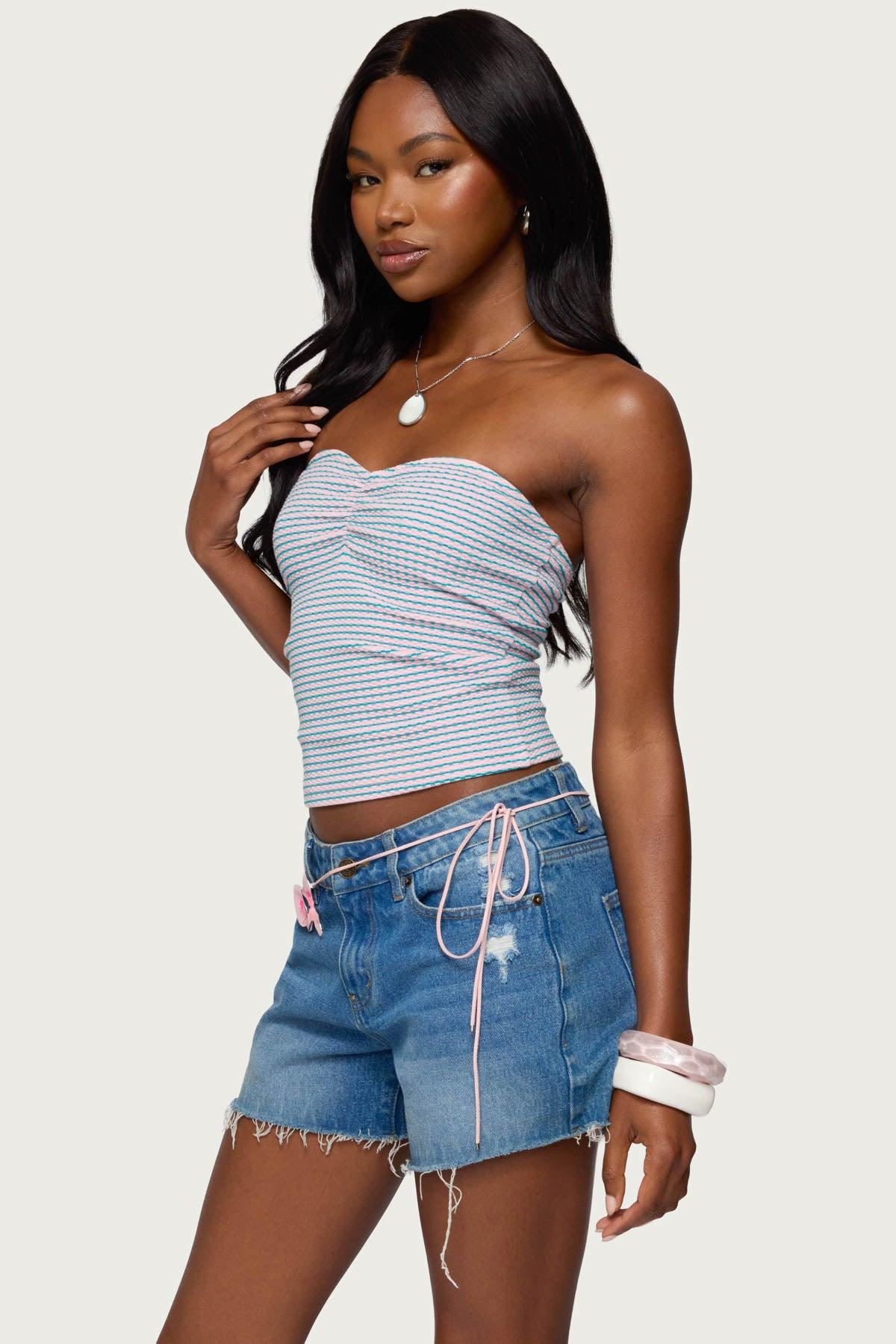 Veranda Textured Striped Tube Top Product Image