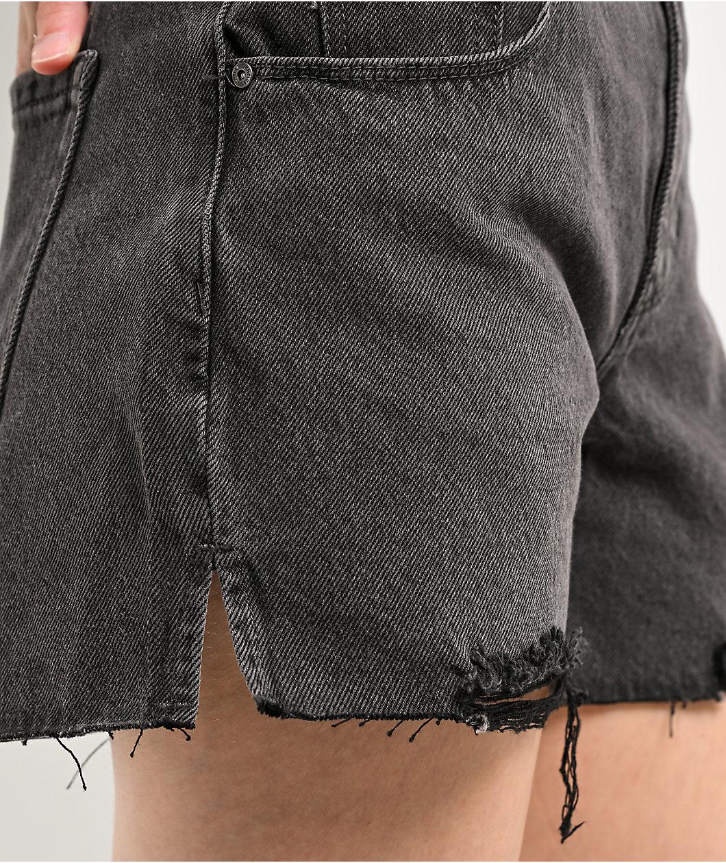 Empyre Kick Back Loose Fit Black Cutoff Shorts Product Image