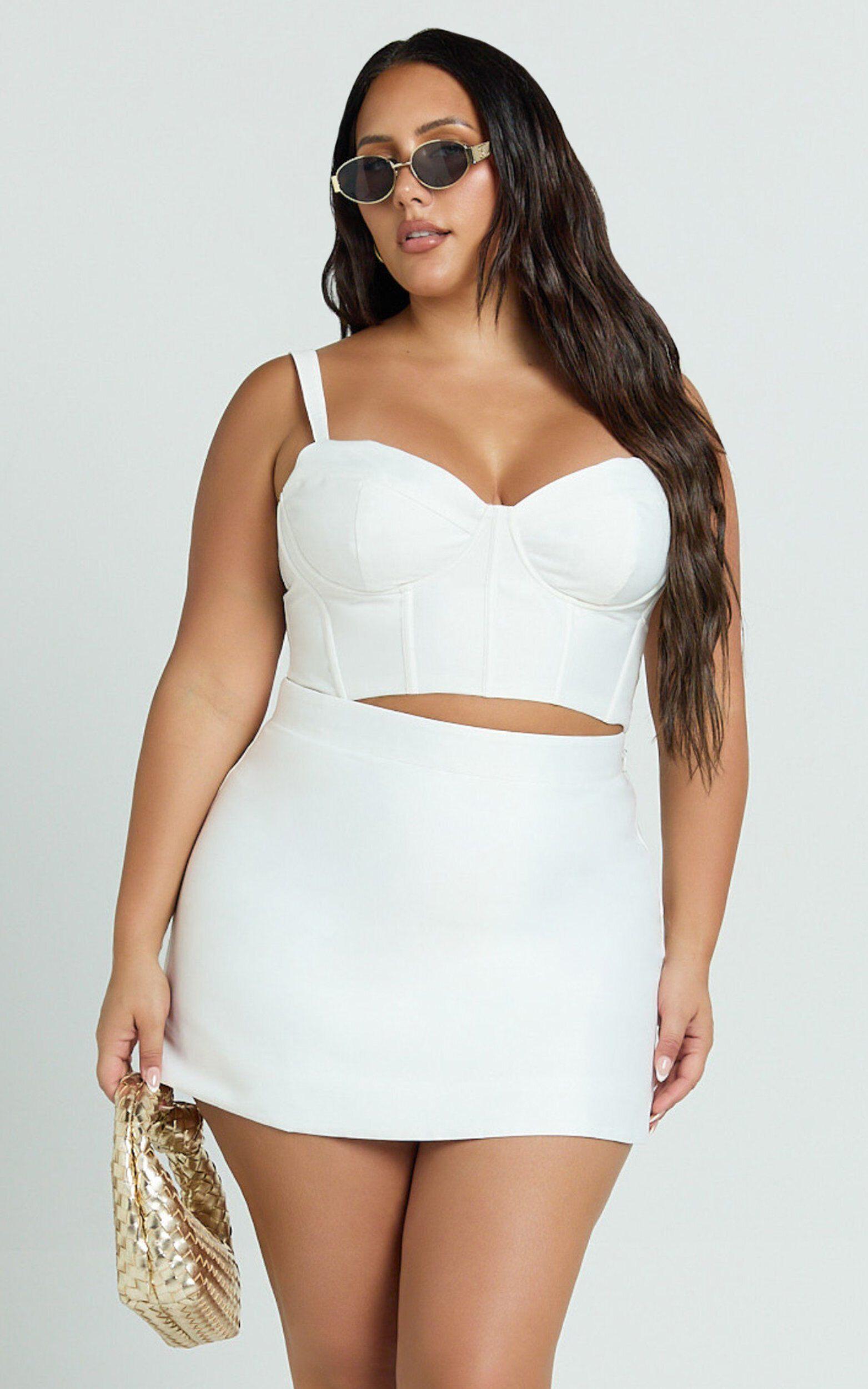 Janice Top - Bustier Crop Top in White Product Image