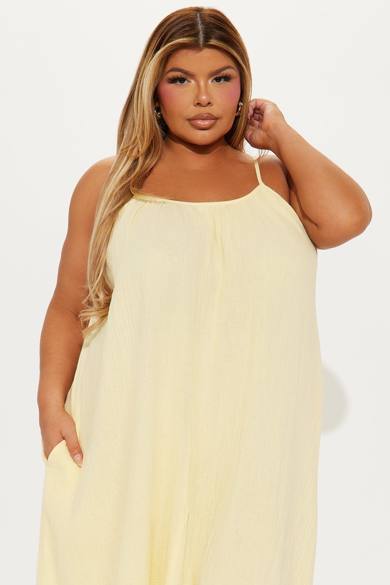 Viola Flowy Gauze Midi Dress - Yellow Product Image
