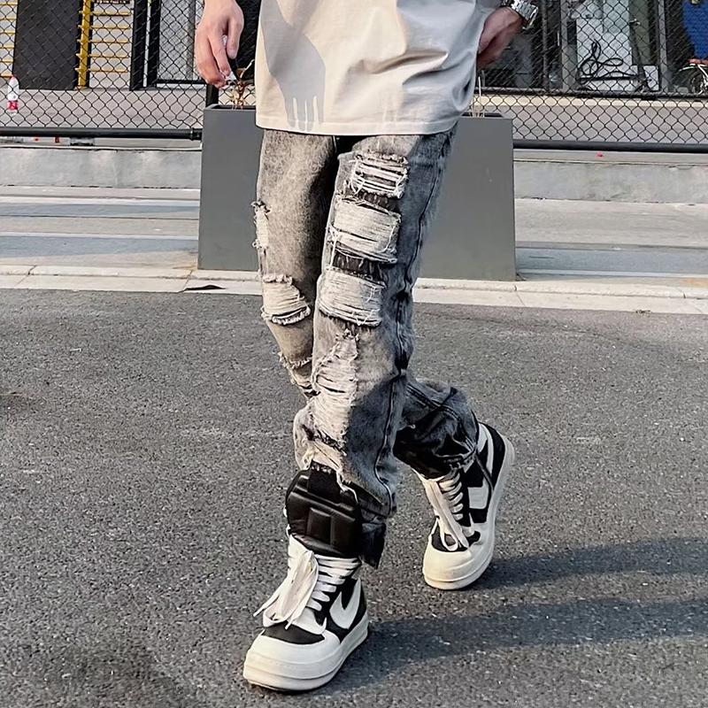 Sopula Men's Ins Trendy Hip-Hop High Street Ripped Washed Distressed Jeans Product Image