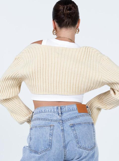 Aytan Bolero Sweater Beige Product Image