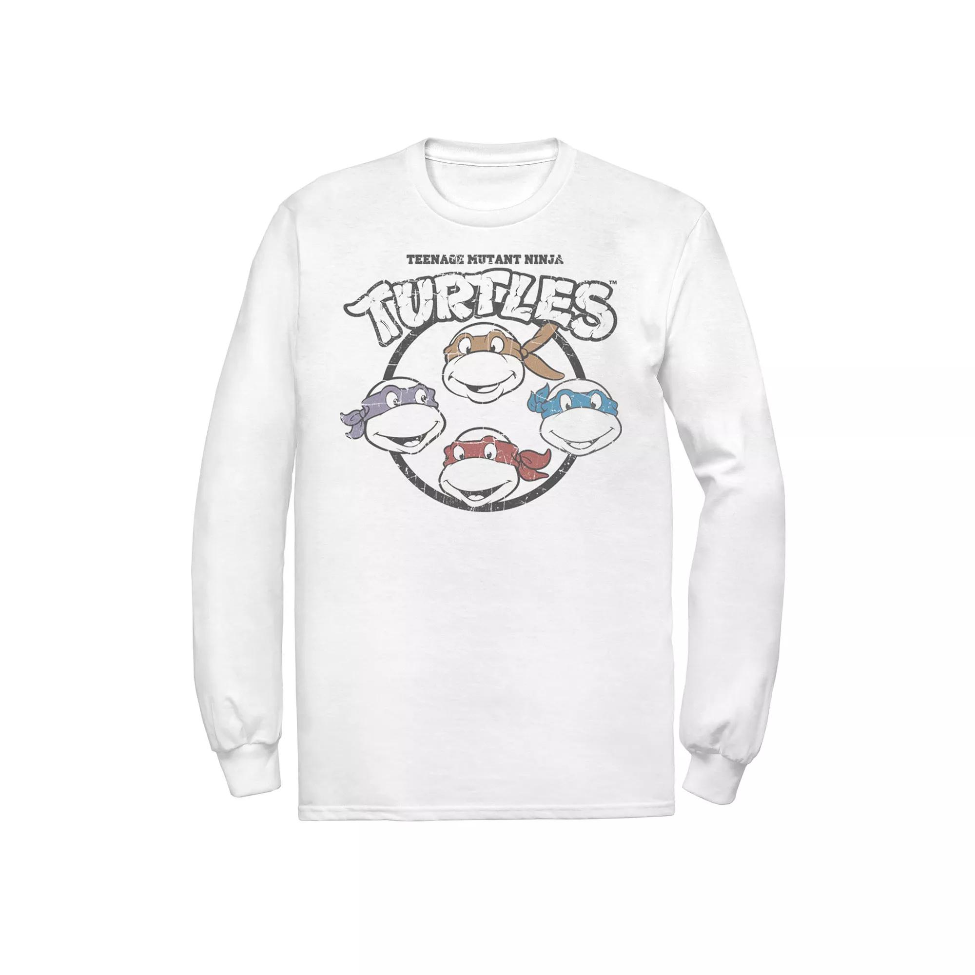 Men's Ninja Turtles Color Pop Head Shot Long Sleeve Tee, Size: Large, White Product Image