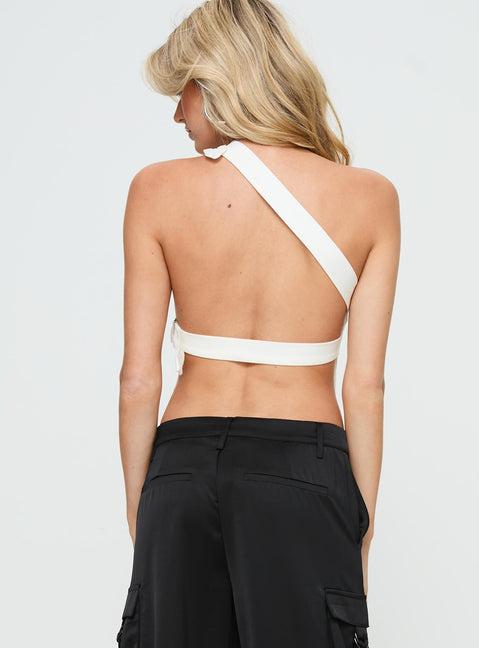 Buckled Down One Shoulder Top White Product Image