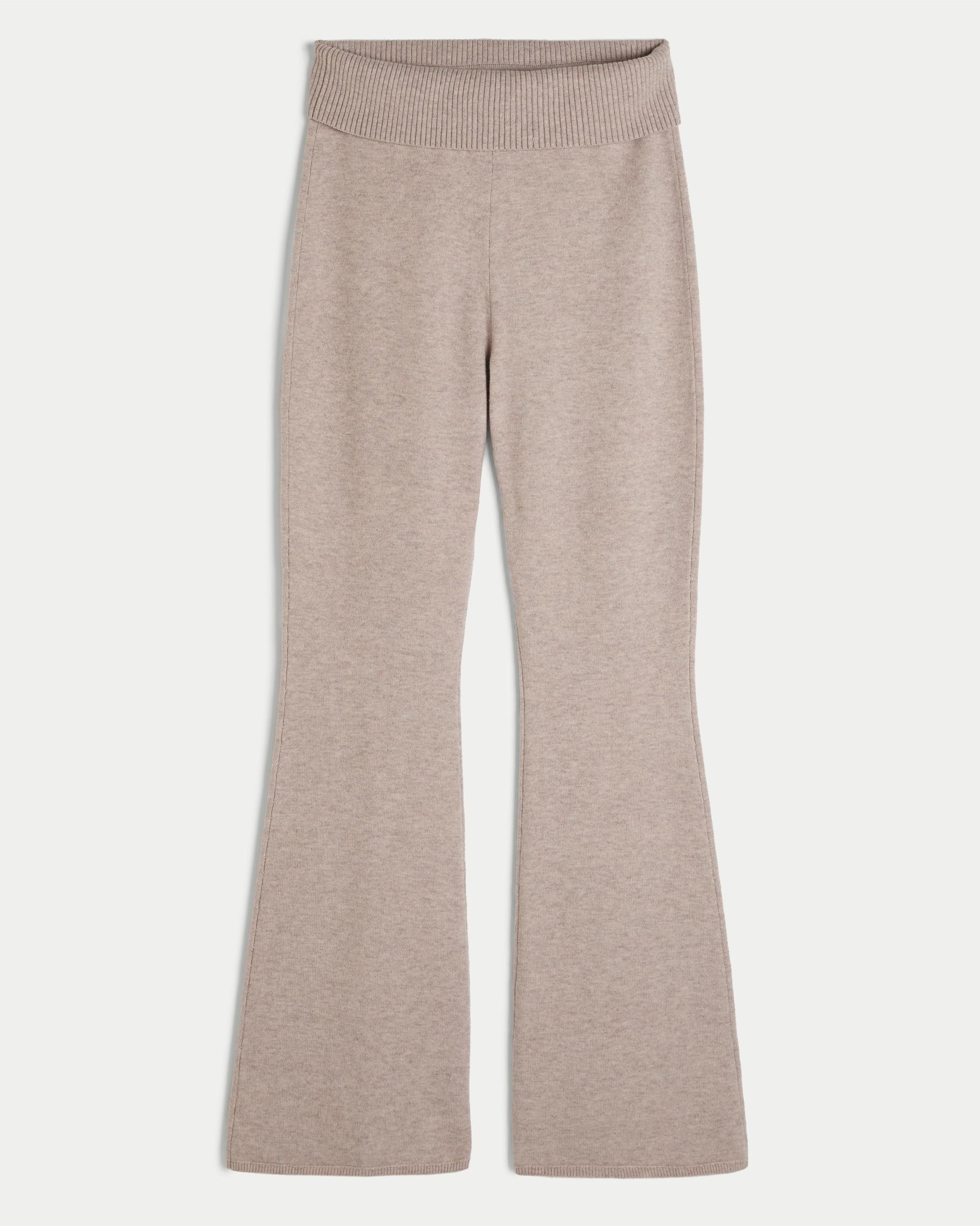 Gilly Hicks Sweater-Knit Foldover Waist Flare Pants Product Image