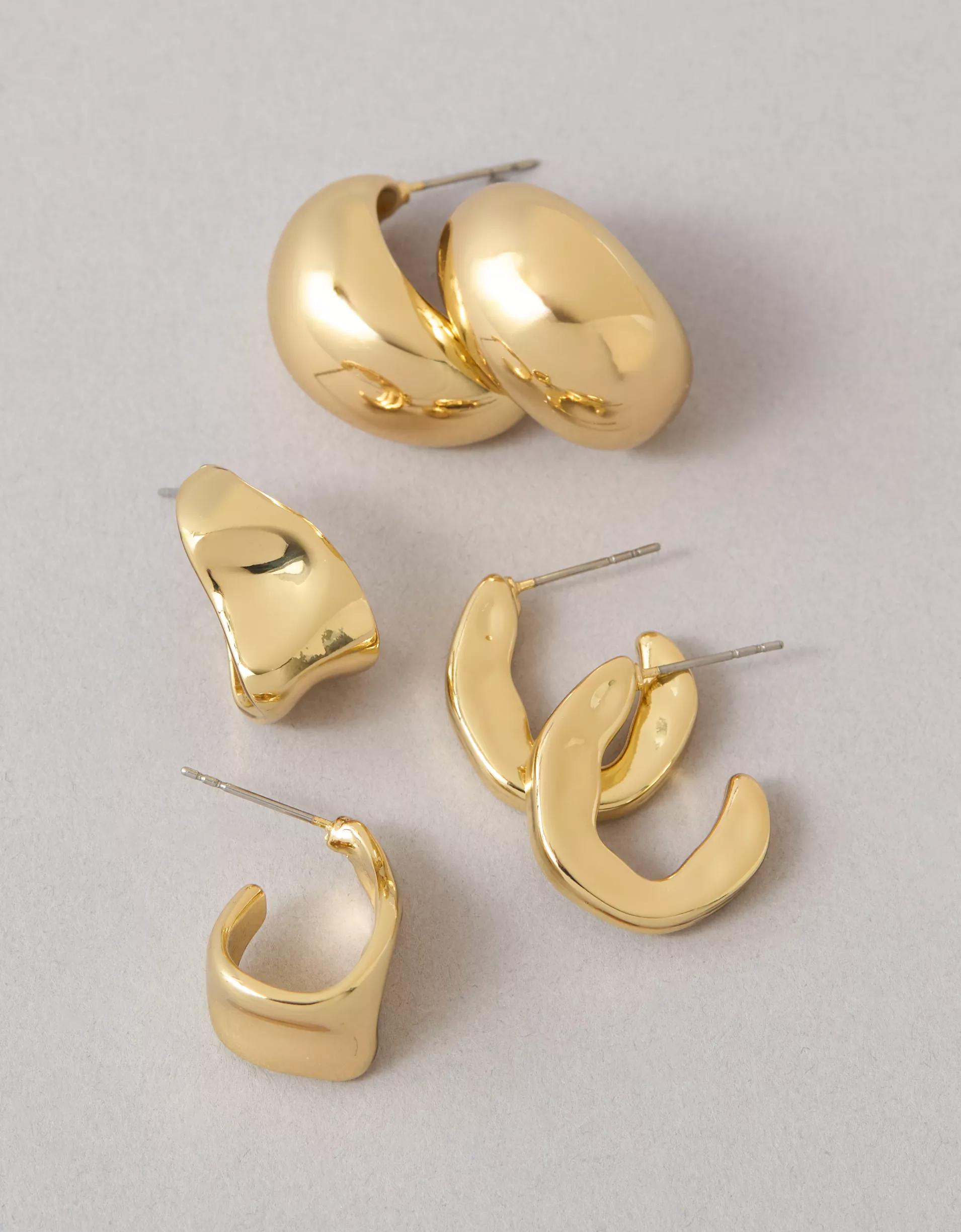 AEO Sculpted Hoop Earrings 3-Pack Product Image