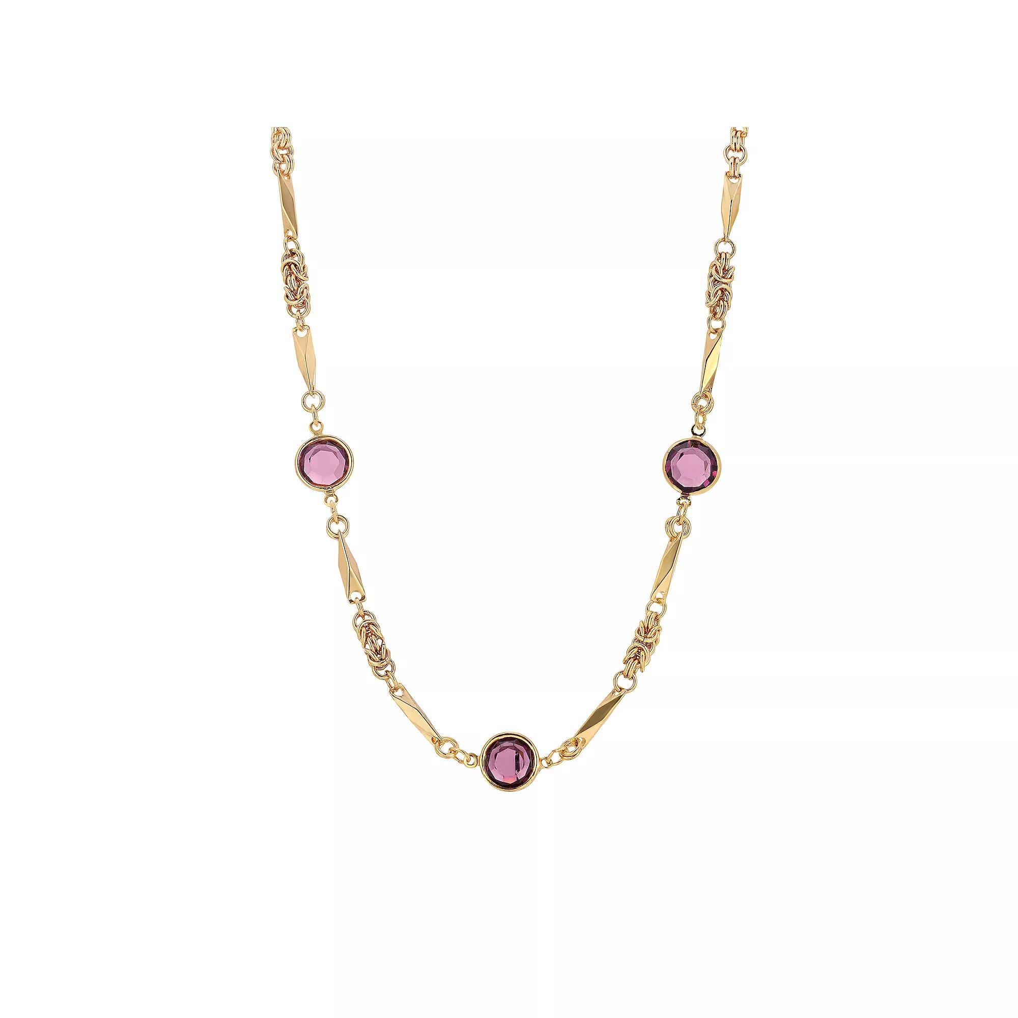 1928 Gold-tone Black Channel Necklace, Womens, Purple Product Image