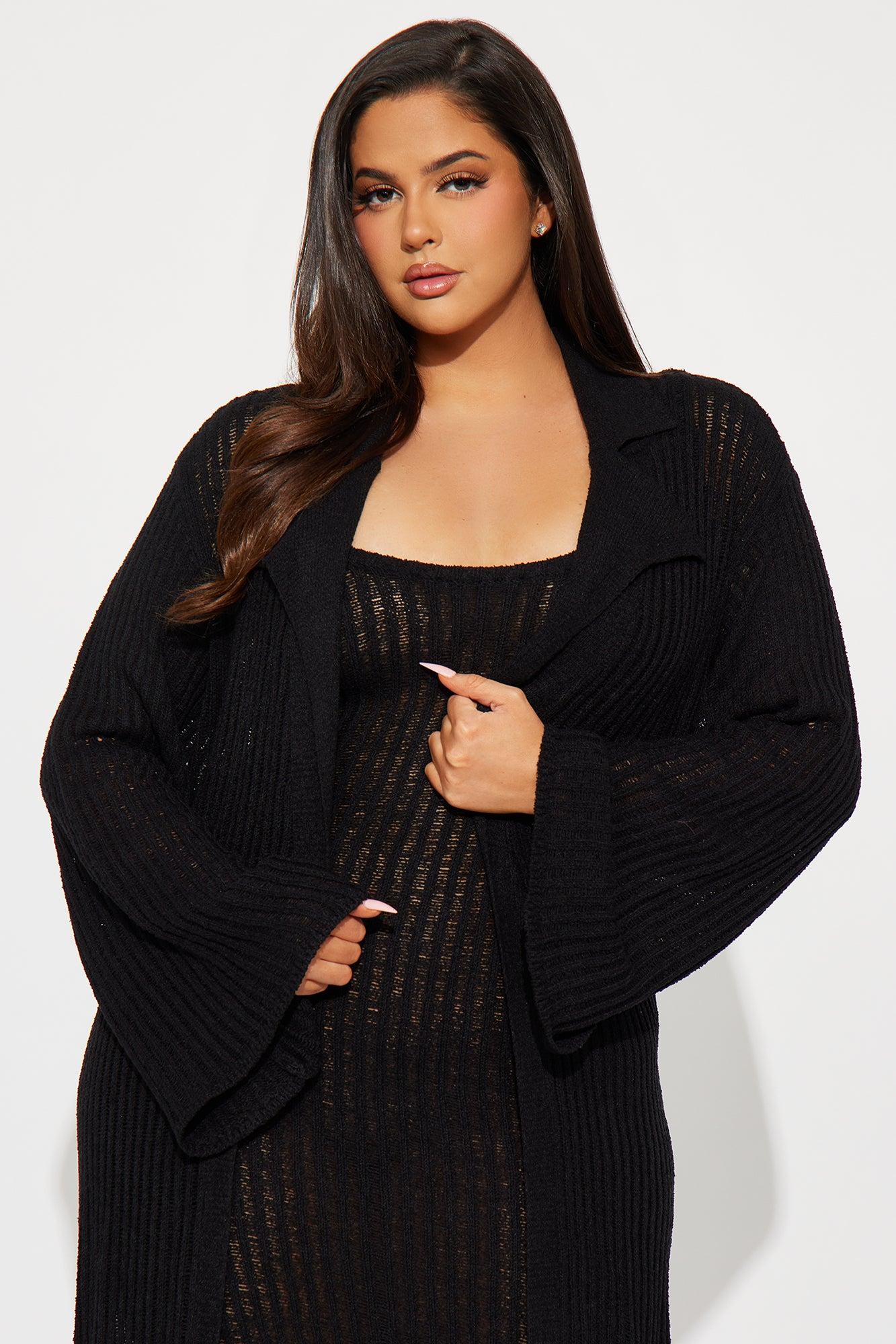 Mia 2 Piece Sweater Maxi Dress Set - Black Product Image
