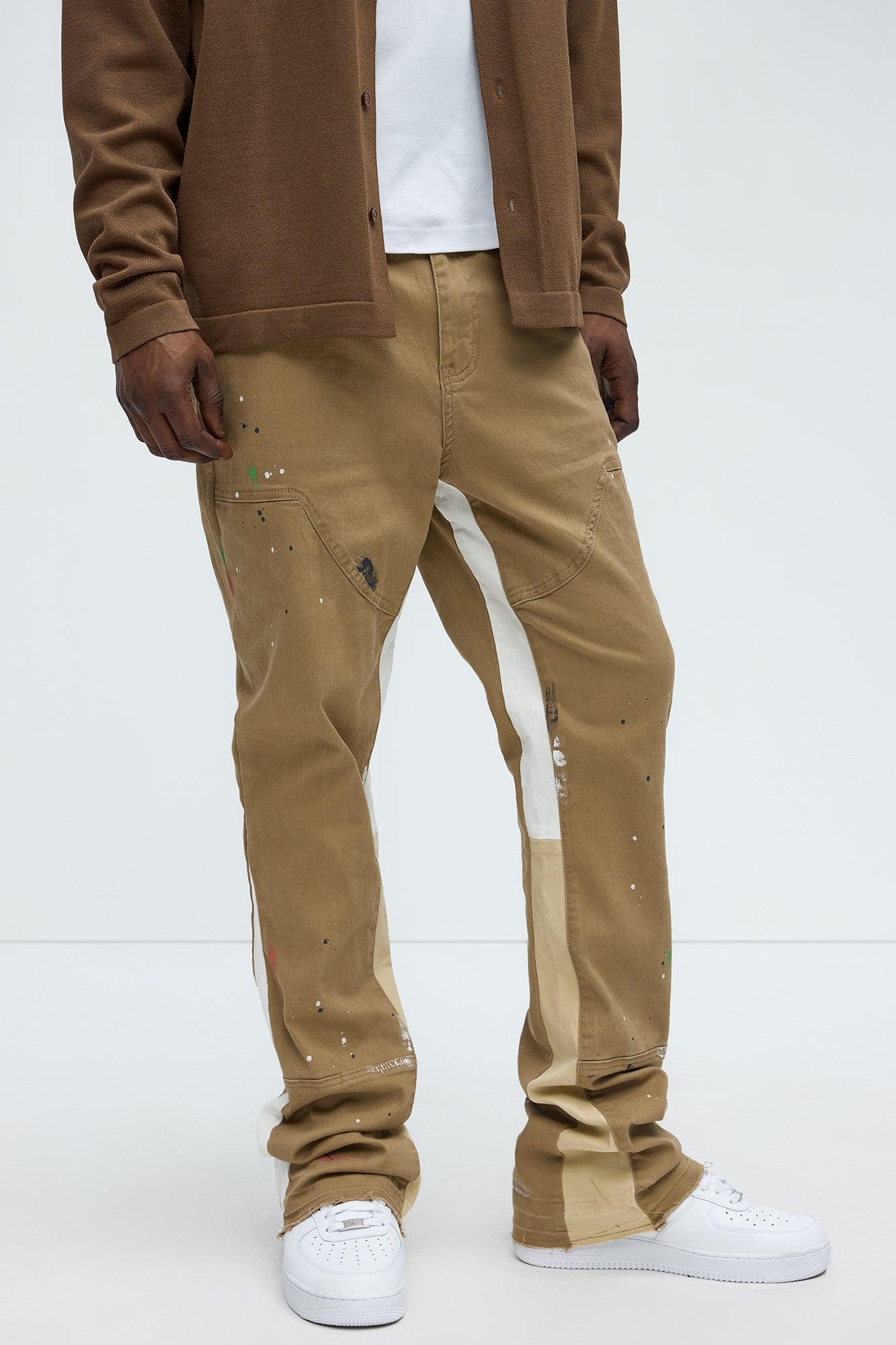 Both Ways Slim Stacked Flared Pants - Tan/Multi Product Image