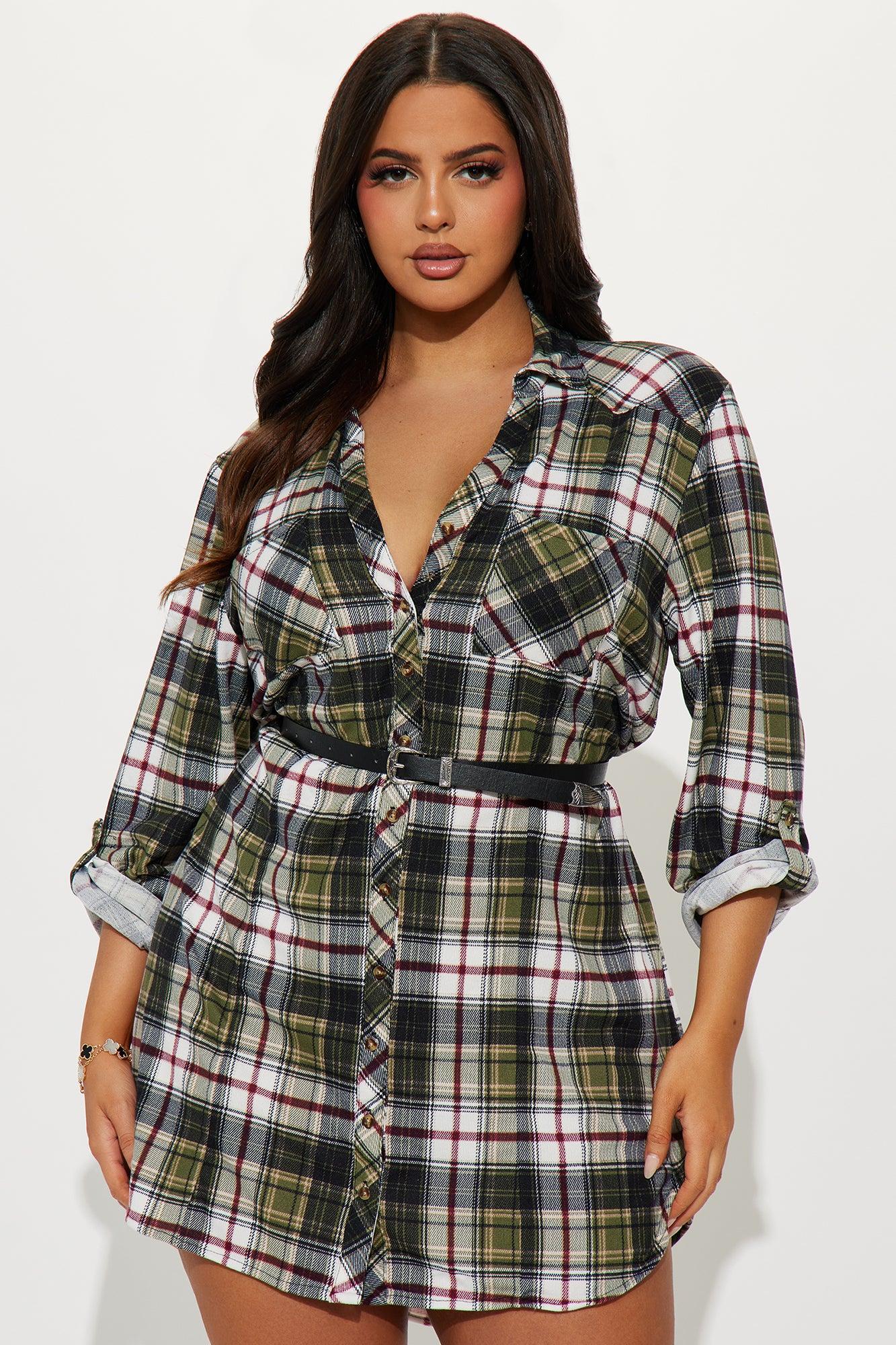 New Heights Belted Mini Dress - Olive/combo Product Image